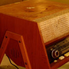 In color photograph of a radio from the 1960s.